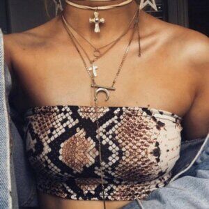 New Sexy Crop Top Snake skin Printed gypsy